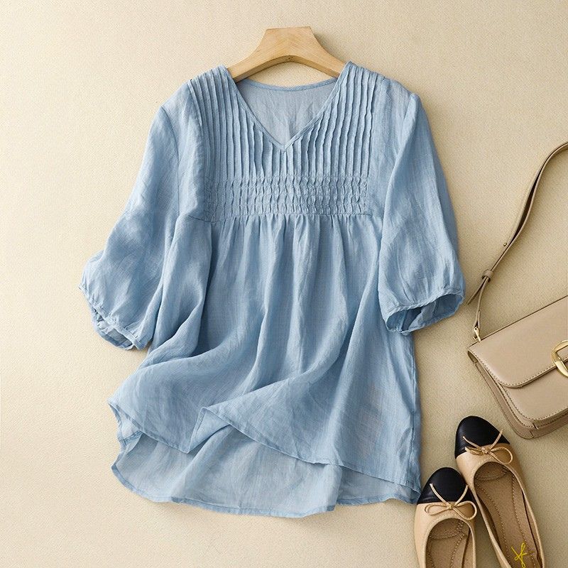 Valencia Cotton-Linen Blouse