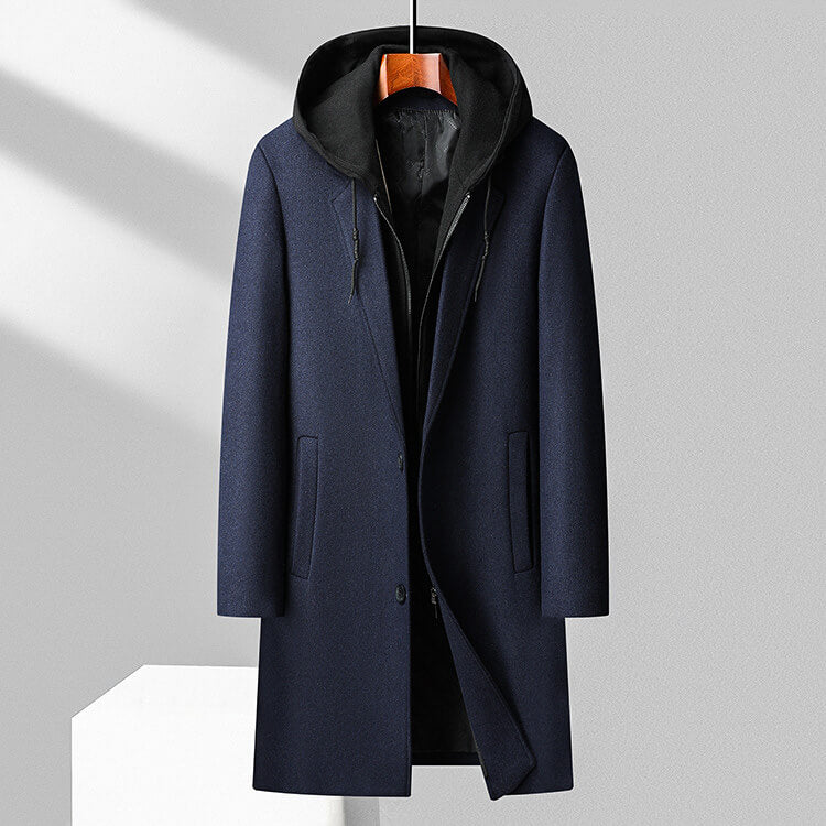 Jasper Virgin Wool Hooded Overcoat