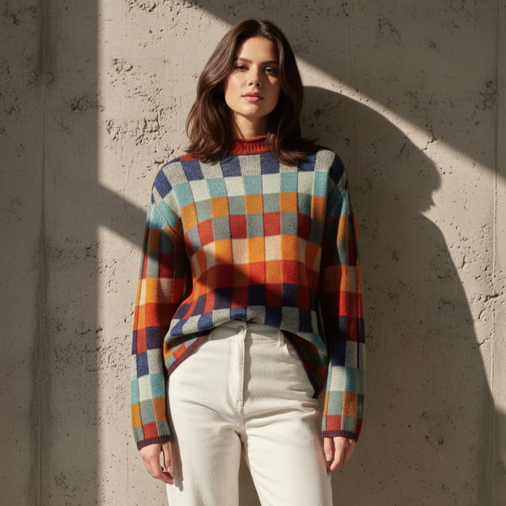 Emma Checkered Merino Sweater