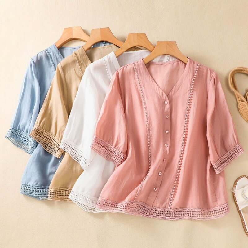 Lucia Cotton-Linen Blouse