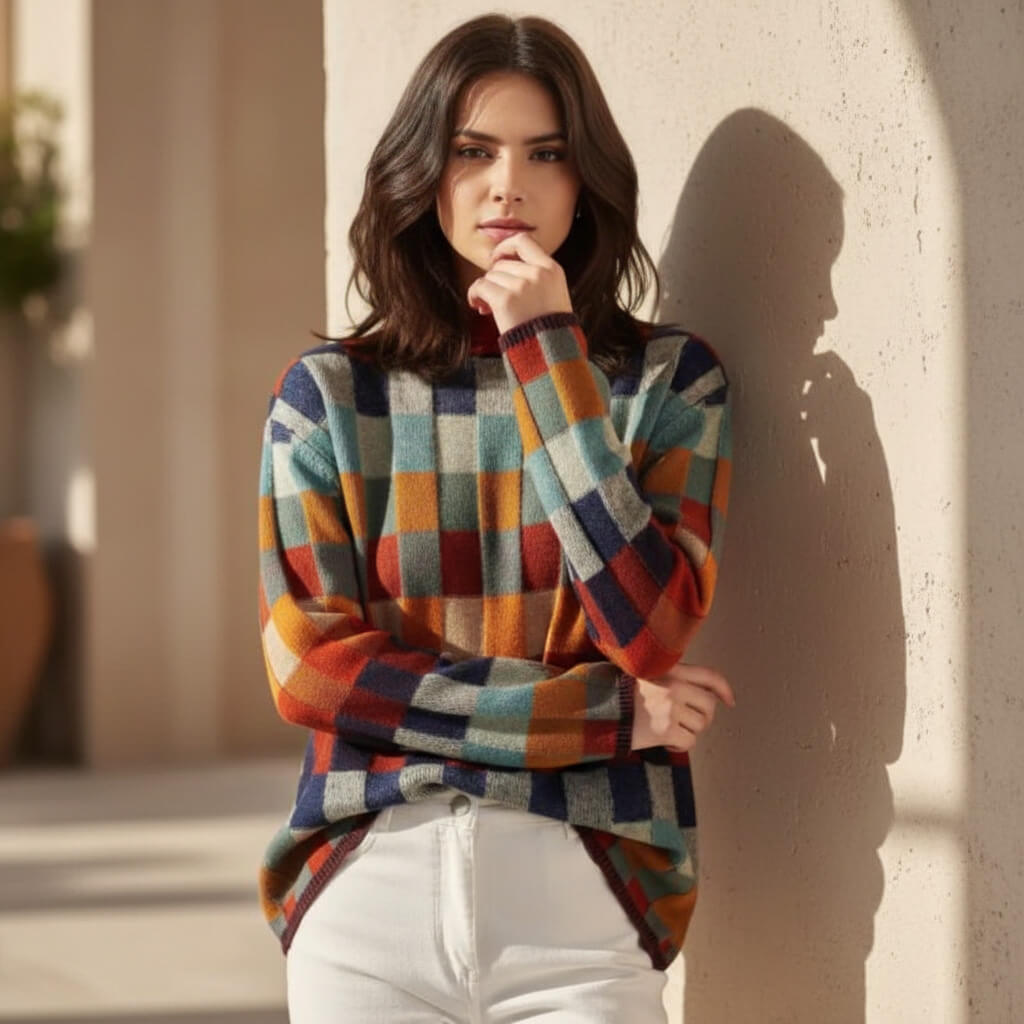Emma Checkered Merino Sweater