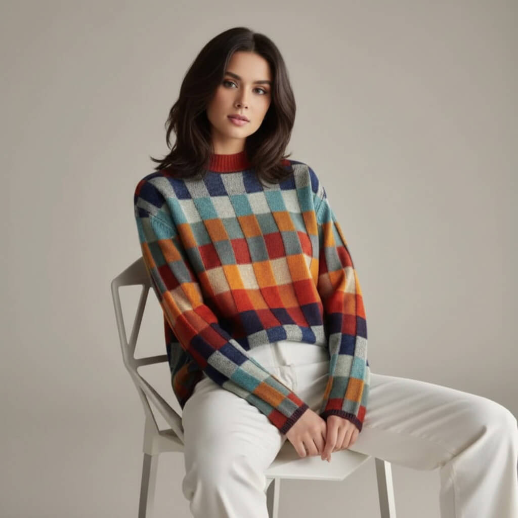 Emma Checkered Merino Sweater