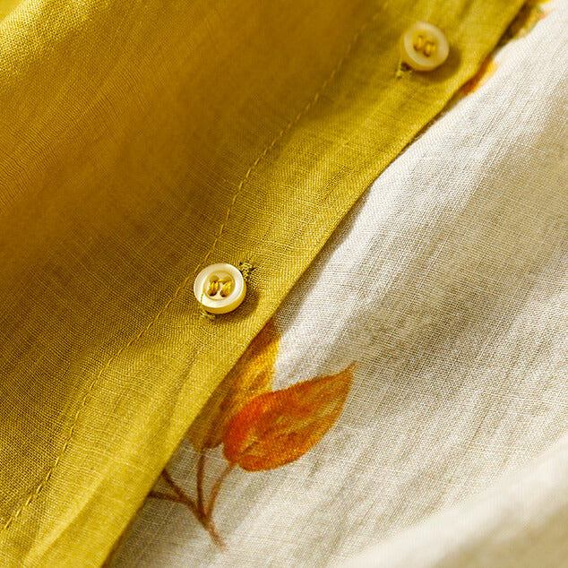 Lila Two-Tone Linen Blouse