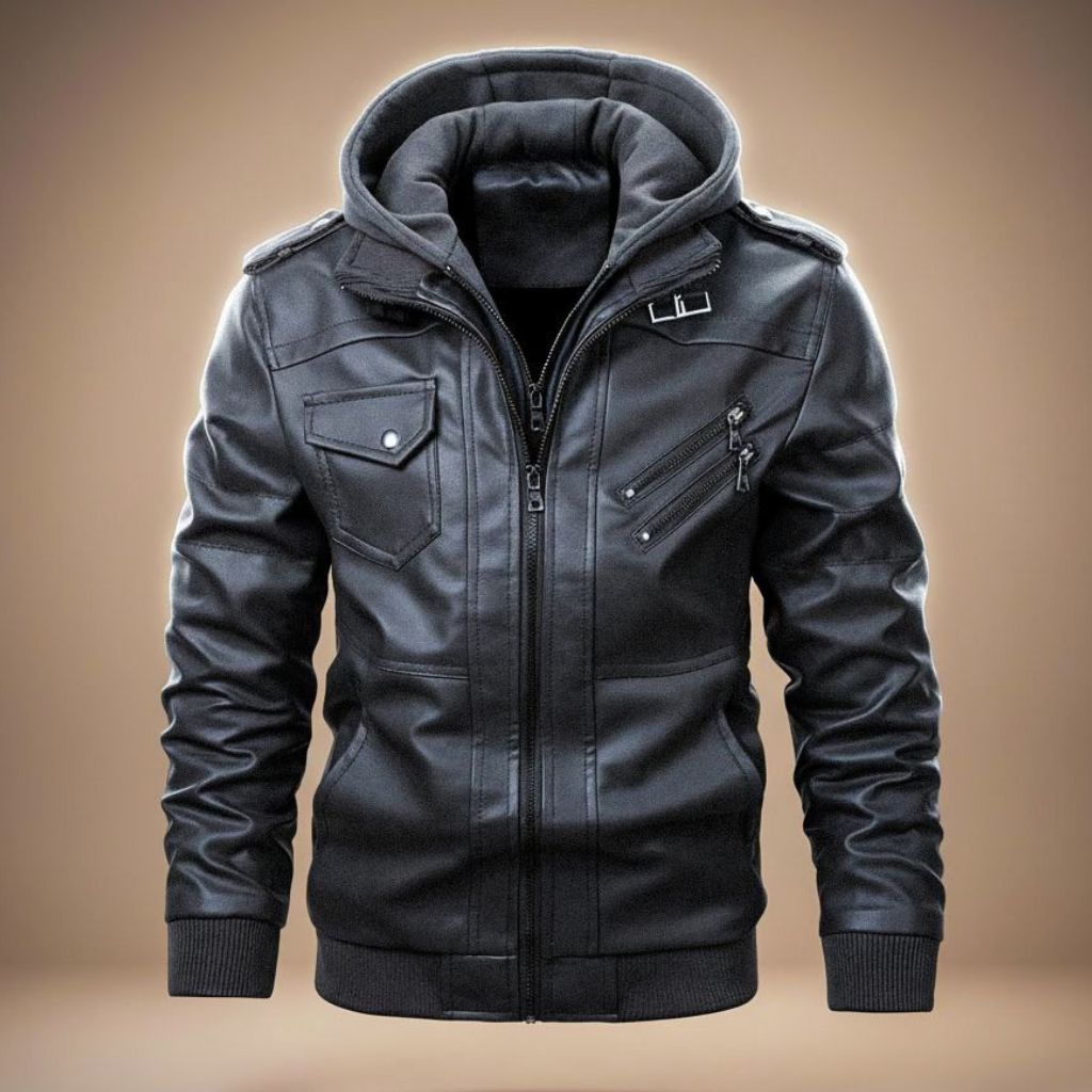 Robert Hooded Leather Jacket