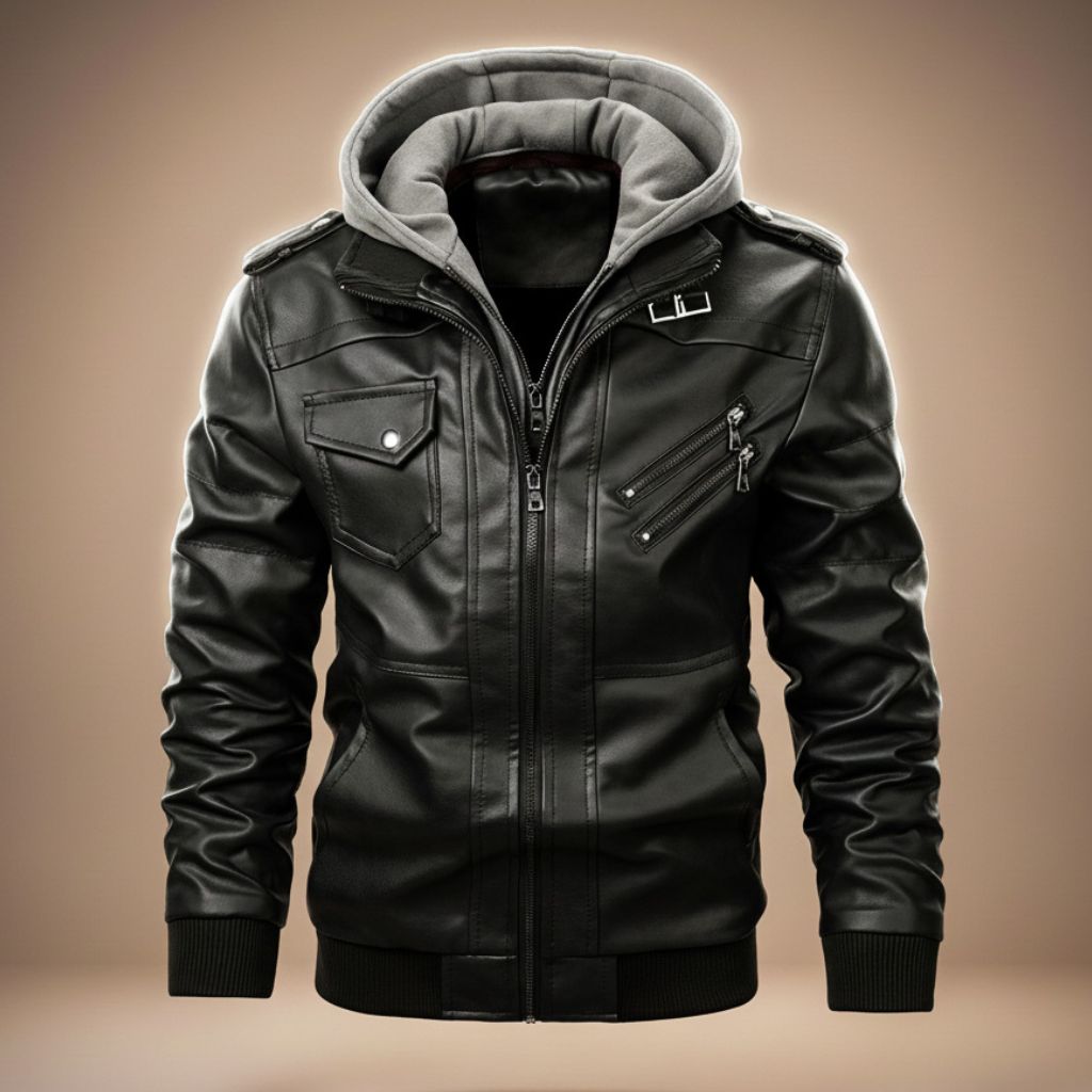 Robert Hooded Leather Jacket